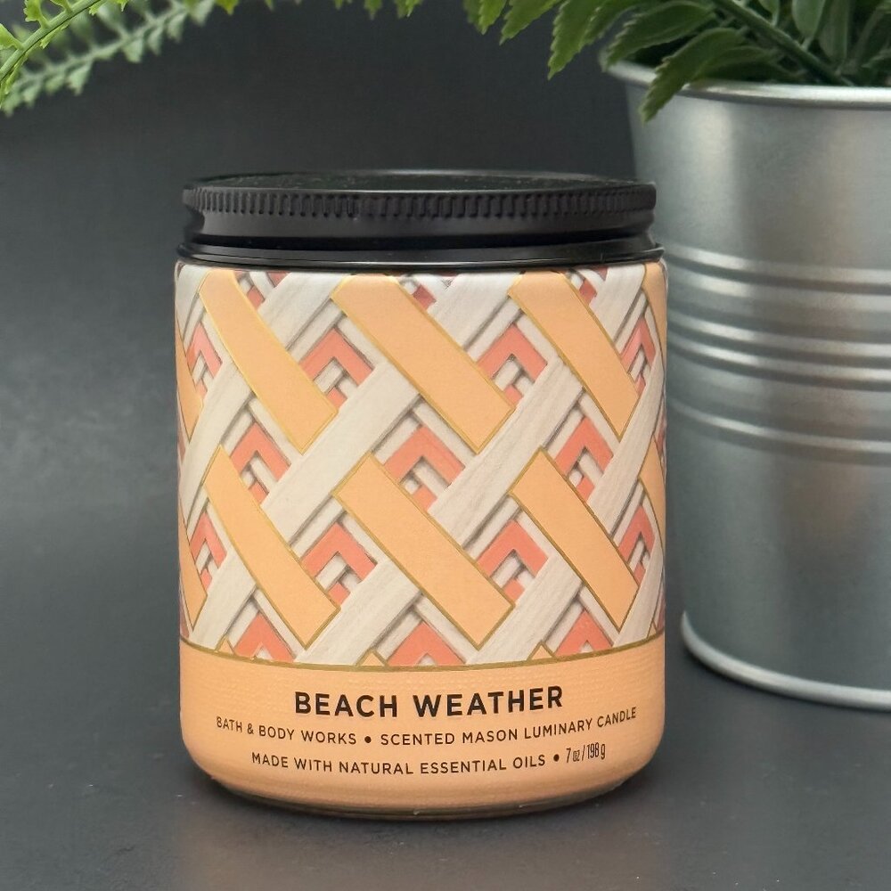 BBW Beach Weather Bath & Body Works Mason Jar Single Wick Candle